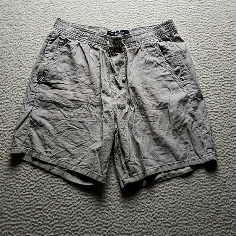 Hollister Shorts Mens 33 Gray Chino Elastic Drawstring 8 Inseam Casual Summer